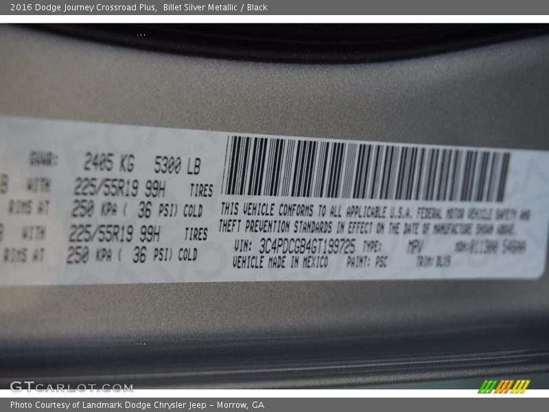 Billet Silver Metallic / Black 2016 Dodge Journey Crossroad Plus