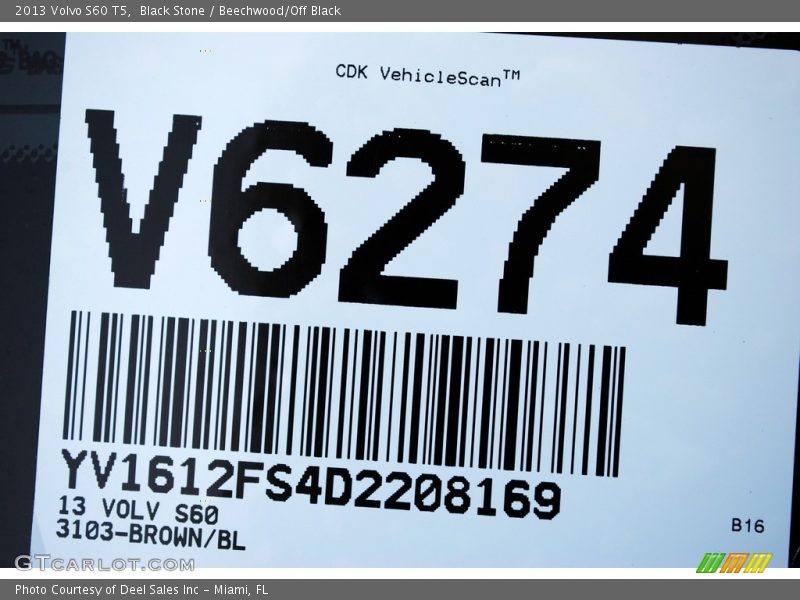 Black Stone / Beechwood/Off Black 2013 Volvo S60 T5