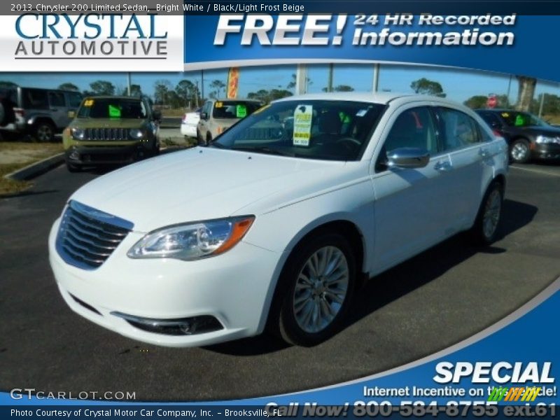 Bright White / Black/Light Frost Beige 2013 Chrysler 200 Limited Sedan