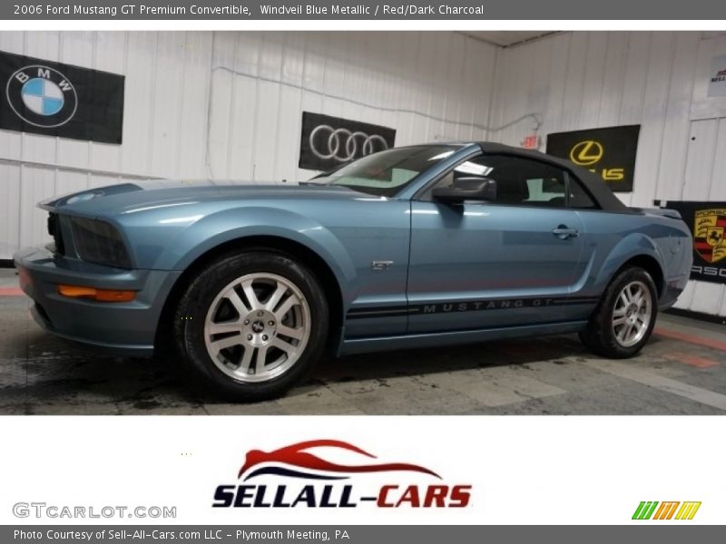 Windveil Blue Metallic / Red/Dark Charcoal 2006 Ford Mustang GT Premium Convertible