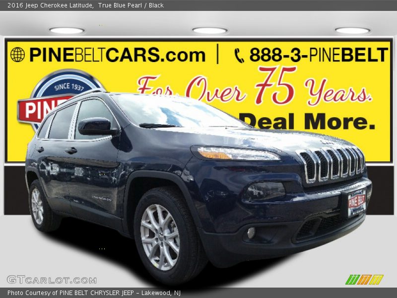 True Blue Pearl / Black 2016 Jeep Cherokee Latitude