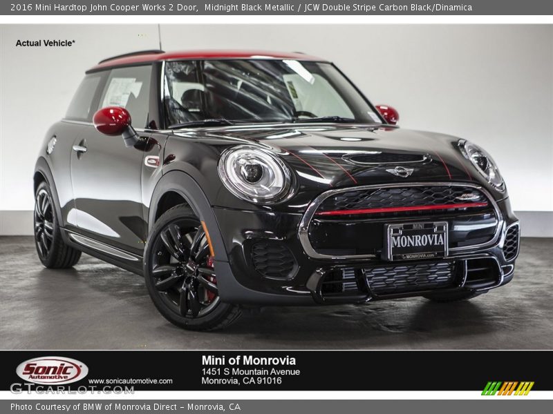 Midnight Black Metallic / JCW Double Stripe Carbon Black/Dinamica 2016 Mini Hardtop John Cooper Works 2 Door