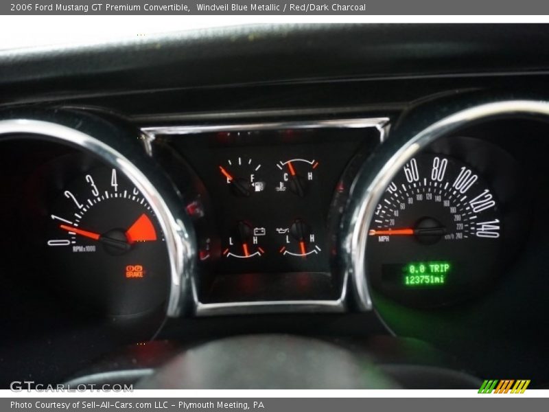 Windveil Blue Metallic / Red/Dark Charcoal 2006 Ford Mustang GT Premium Convertible