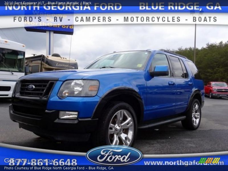 Blue Flame Metallic / Black 2010 Ford Explorer XLT