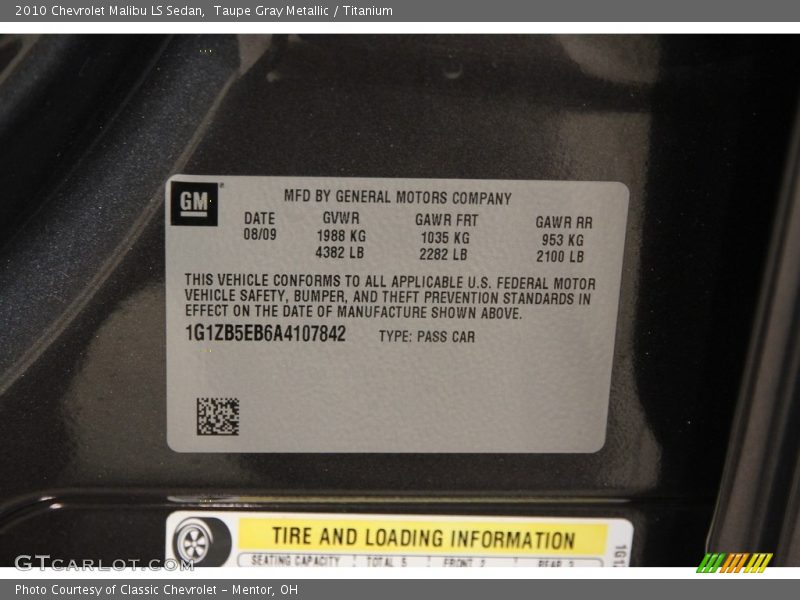 Taupe Gray Metallic / Titanium 2010 Chevrolet Malibu LS Sedan