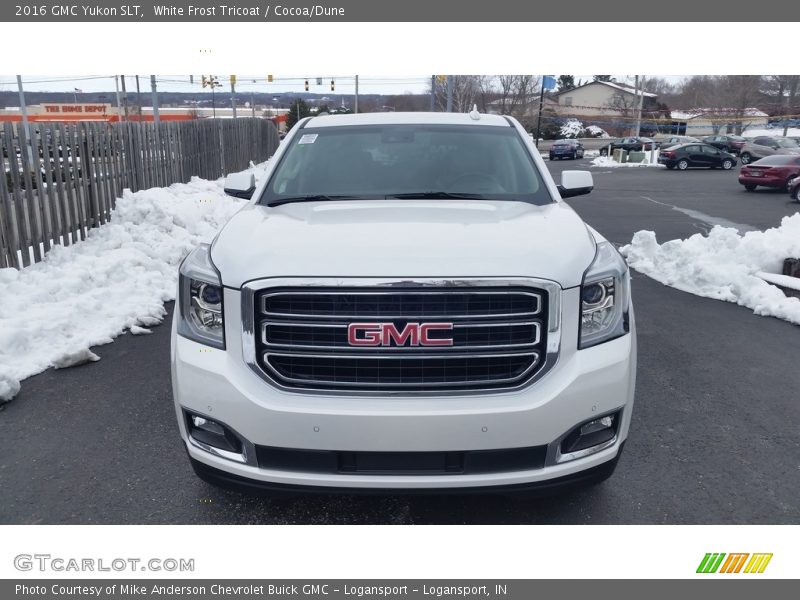 White Frost Tricoat / Cocoa/Dune 2016 GMC Yukon SLT