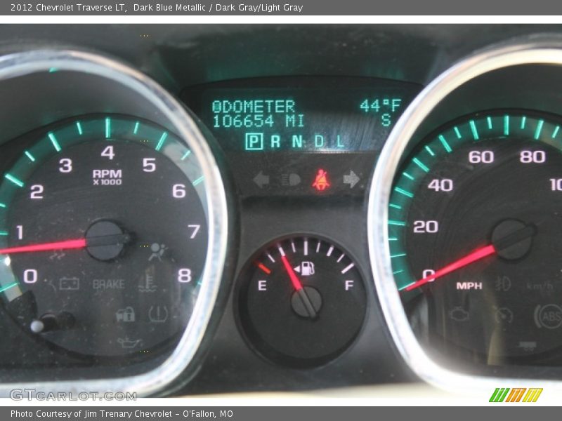 Dark Blue Metallic / Dark Gray/Light Gray 2012 Chevrolet Traverse LT
