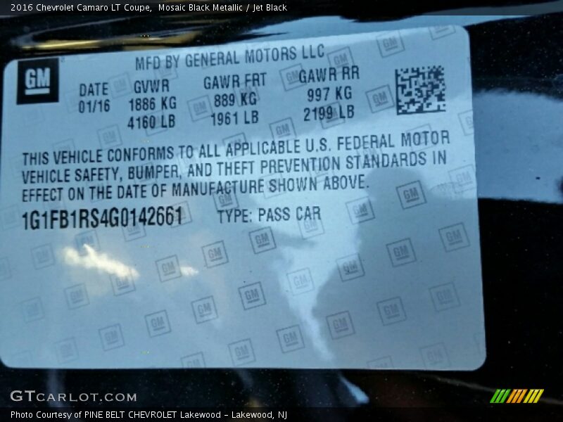 Mosaic Black Metallic / Jet Black 2016 Chevrolet Camaro LT Coupe