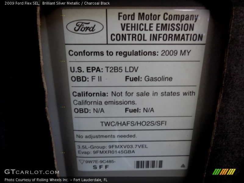 Brilliant Silver Metallic / Charcoal Black 2009 Ford Flex SEL