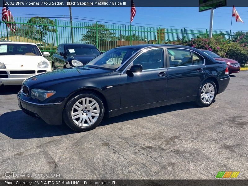 Black Sapphire Metallic / Beige III 2002 BMW 7 Series 745Li Sedan