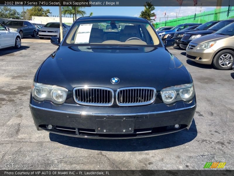 Black Sapphire Metallic / Beige III 2002 BMW 7 Series 745Li Sedan