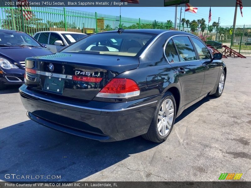 Black Sapphire Metallic / Beige III 2002 BMW 7 Series 745Li Sedan