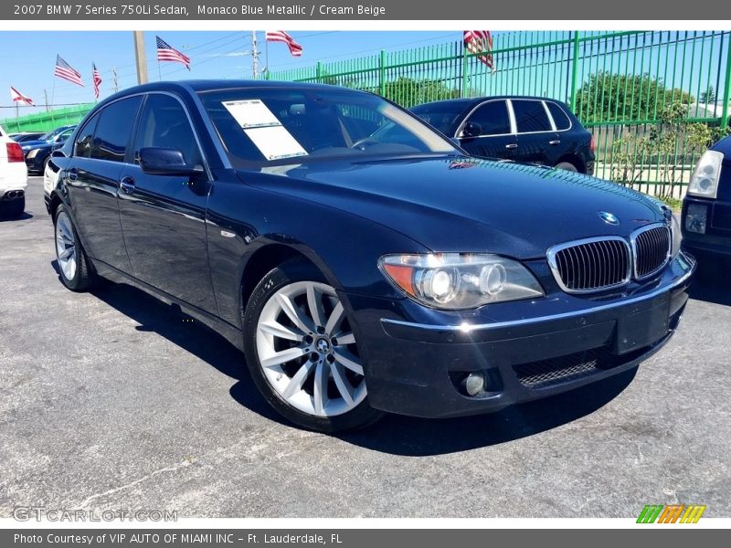 Monaco Blue Metallic / Cream Beige 2007 BMW 7 Series 750Li Sedan