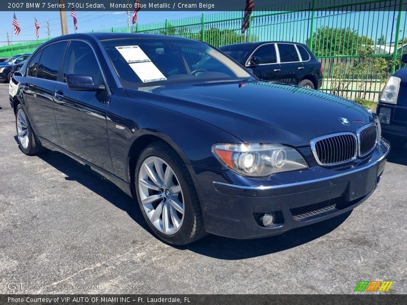 Monaco Blue Metallic / Cream Beige 2007 BMW 7 Series 750Li Sedan