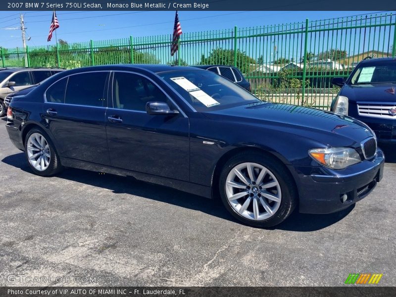 Monaco Blue Metallic / Cream Beige 2007 BMW 7 Series 750Li Sedan