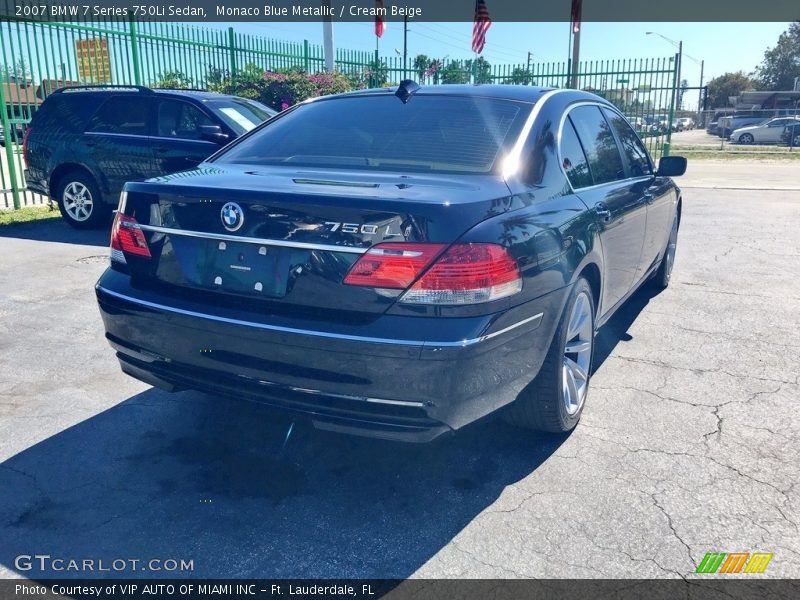 Monaco Blue Metallic / Cream Beige 2007 BMW 7 Series 750Li Sedan