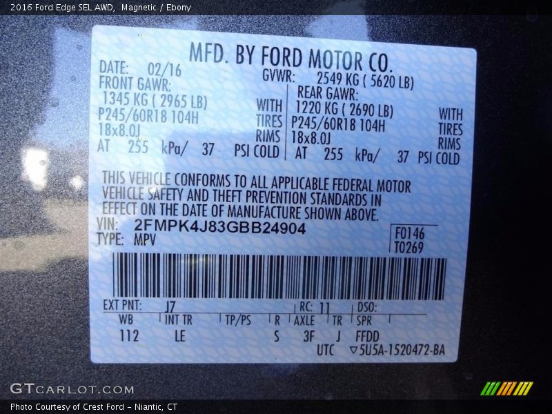 Magnetic / Ebony 2016 Ford Edge SEL AWD
