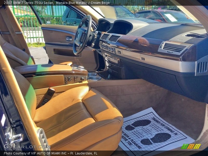 Monaco Blue Metallic / Cream Beige 2007 BMW 7 Series 750Li Sedan