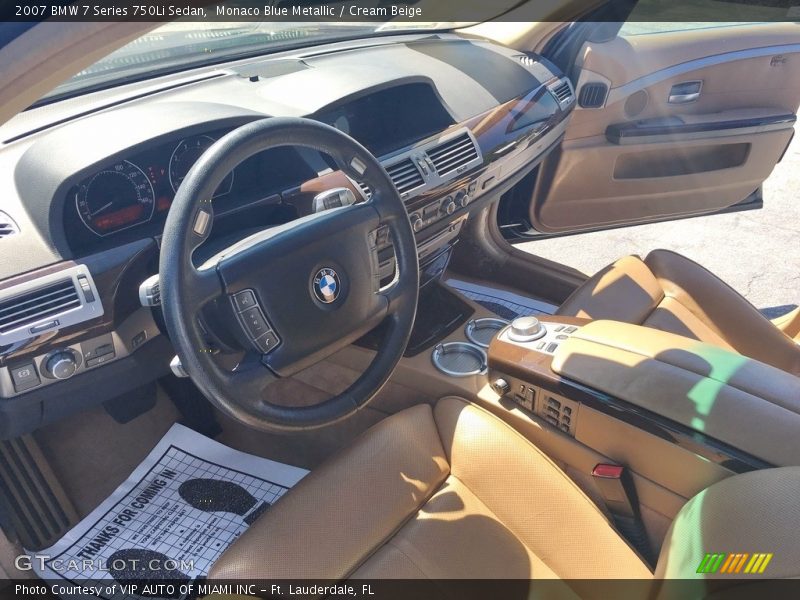 Monaco Blue Metallic / Cream Beige 2007 BMW 7 Series 750Li Sedan