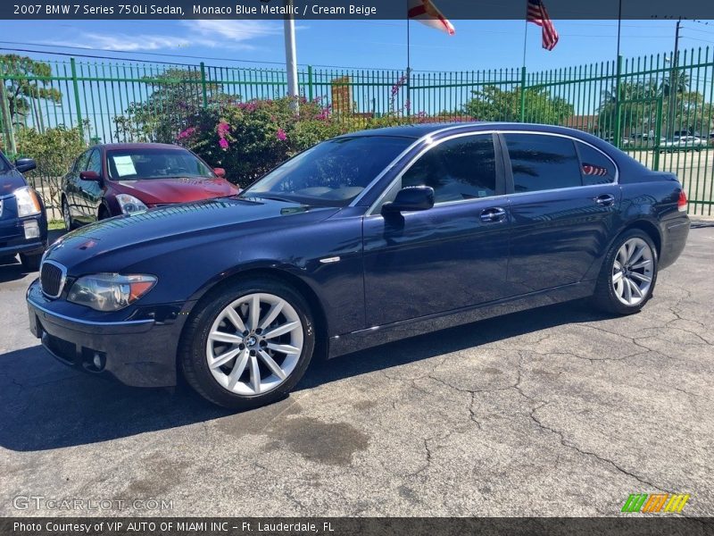 Monaco Blue Metallic / Cream Beige 2007 BMW 7 Series 750Li Sedan