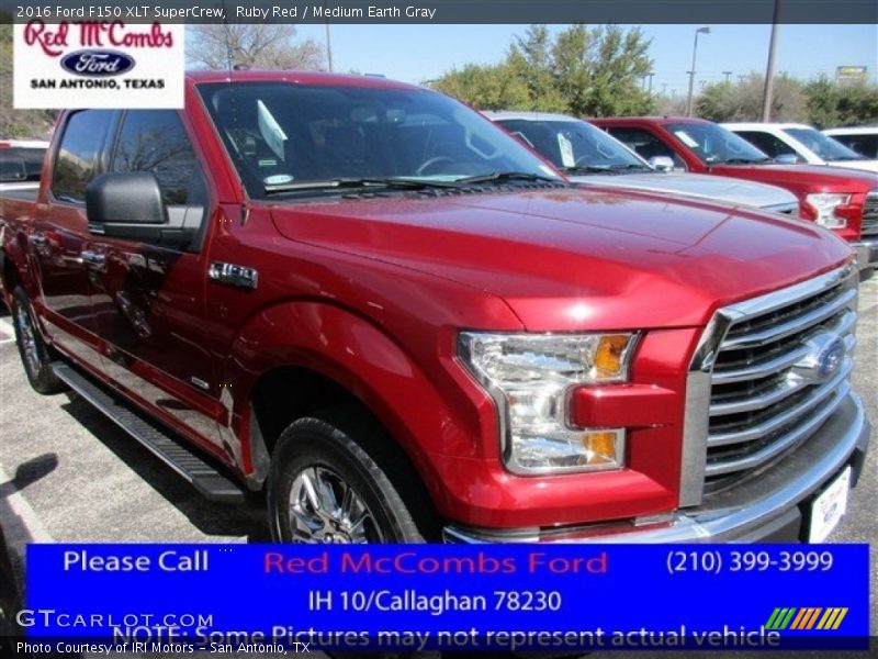 Ruby Red / Medium Earth Gray 2016 Ford F150 XLT SuperCrew
