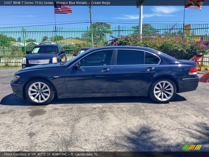 Monaco Blue Metallic / Cream Beige 2007 BMW 7 Series 750Li Sedan