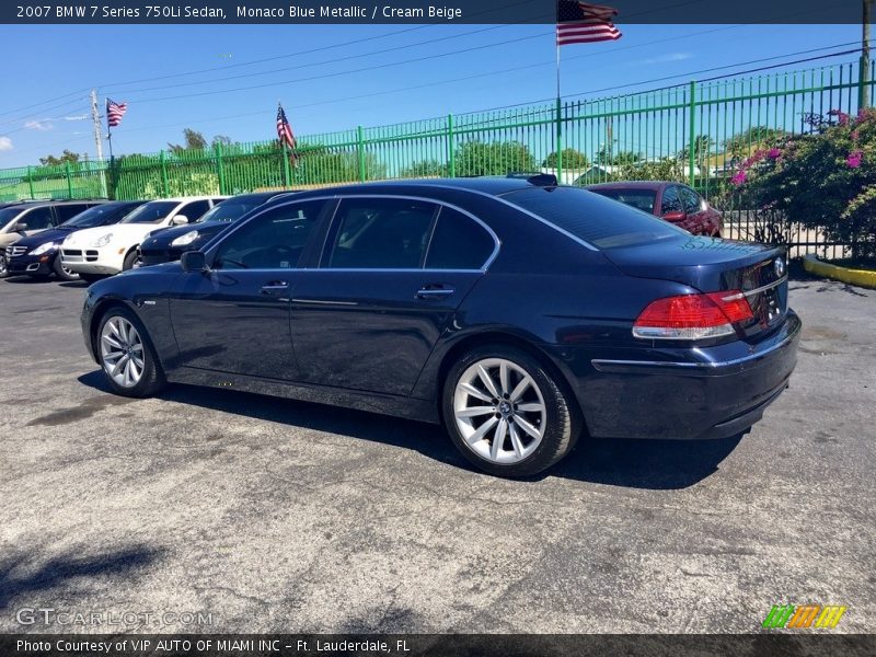 Monaco Blue Metallic / Cream Beige 2007 BMW 7 Series 750Li Sedan