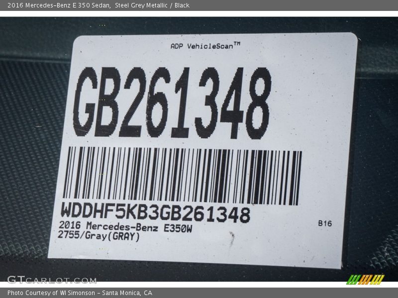 Steel Grey Metallic / Black 2016 Mercedes-Benz E 350 Sedan