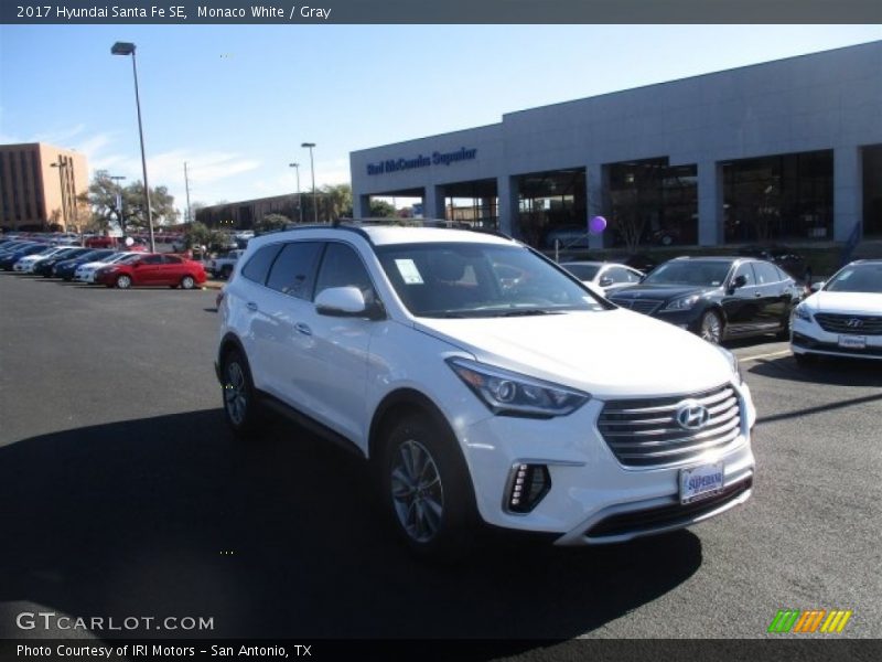 Monaco White / Gray 2017 Hyundai Santa Fe SE