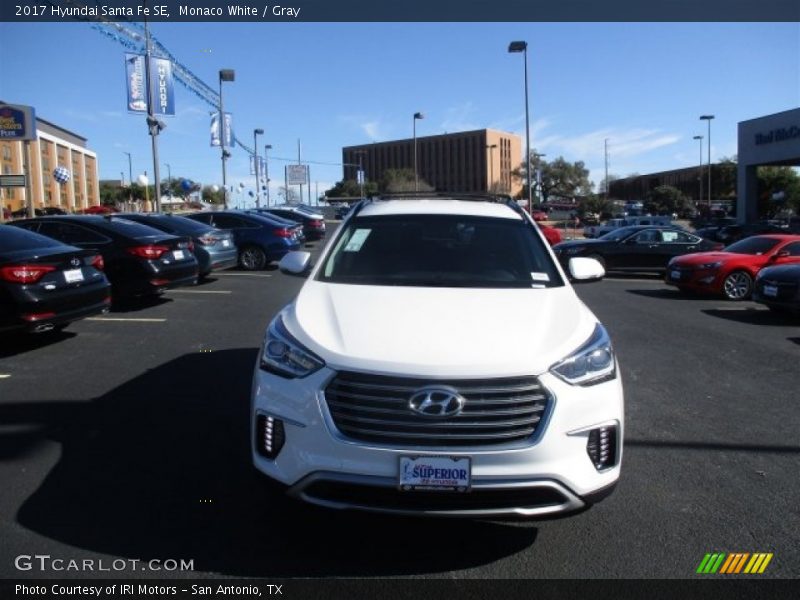 Monaco White / Gray 2017 Hyundai Santa Fe SE