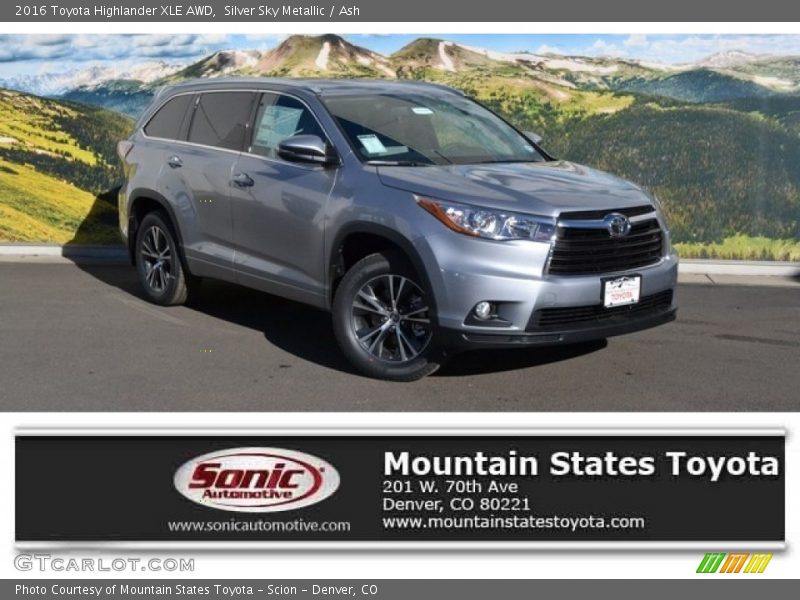Silver Sky Metallic / Ash 2016 Toyota Highlander XLE AWD