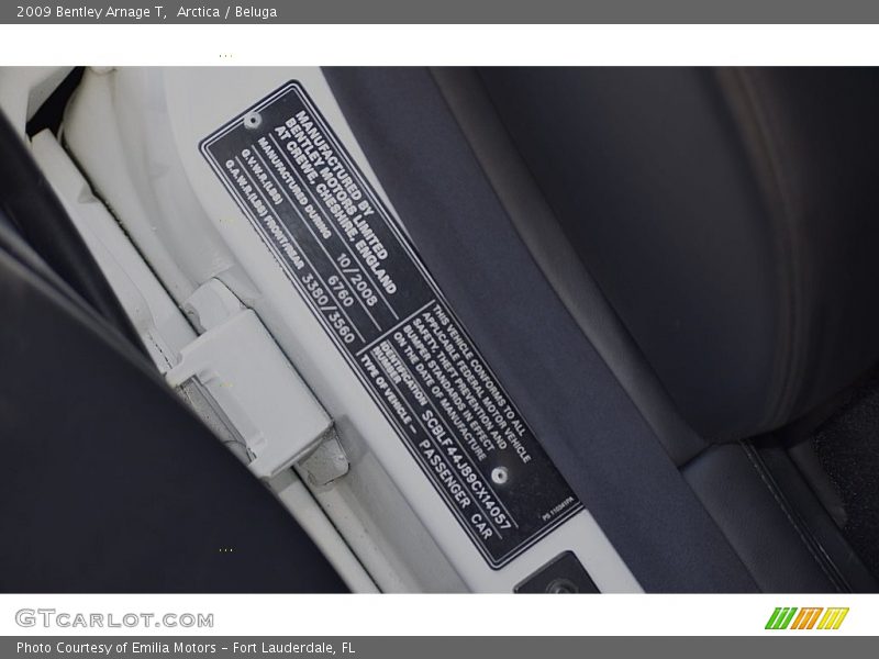 Info Tag of 2009 Arnage T