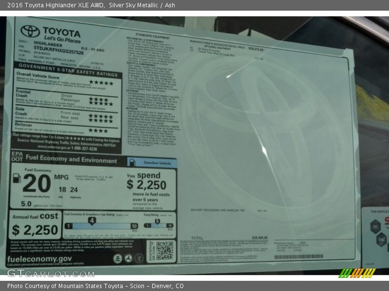 Silver Sky Metallic / Ash 2016 Toyota Highlander XLE AWD