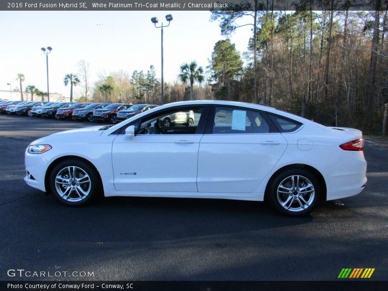 White Platinum Tri-Coat Metallic / Charcoal Black 2016 Ford Fusion Hybrid SE