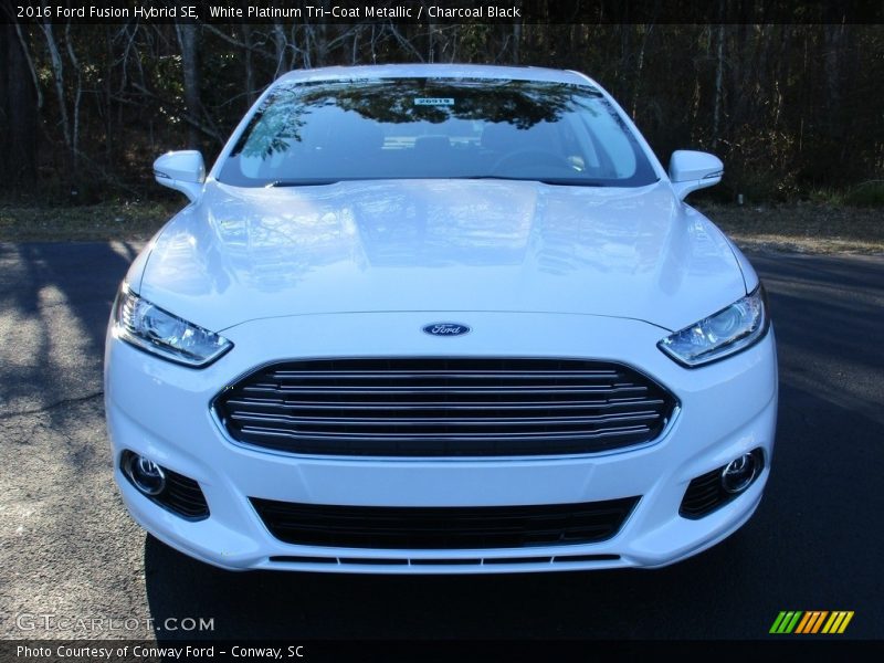White Platinum Tri-Coat Metallic / Charcoal Black 2016 Ford Fusion Hybrid SE