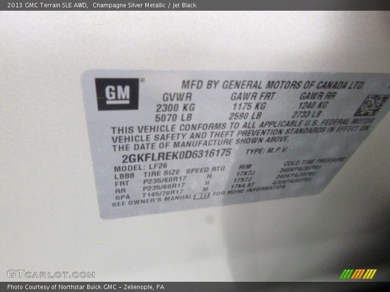 Champagne Silver Metallic / Jet Black 2013 GMC Terrain SLE AWD