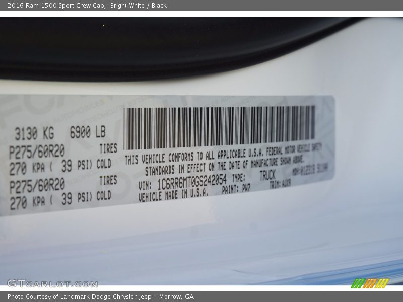 Bright White / Black 2016 Ram 1500 Sport Crew Cab