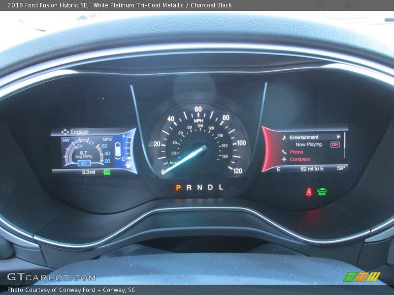 White Platinum Tri-Coat Metallic / Charcoal Black 2016 Ford Fusion Hybrid SE