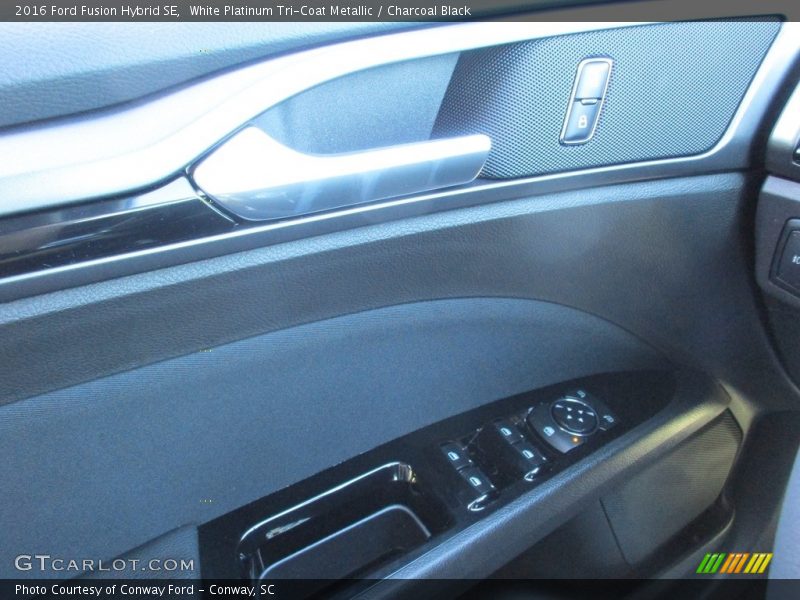 White Platinum Tri-Coat Metallic / Charcoal Black 2016 Ford Fusion Hybrid SE