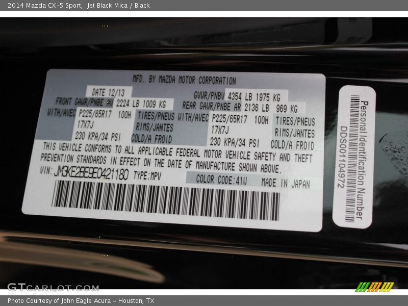 Jet Black Mica / Black 2014 Mazda CX-5 Sport