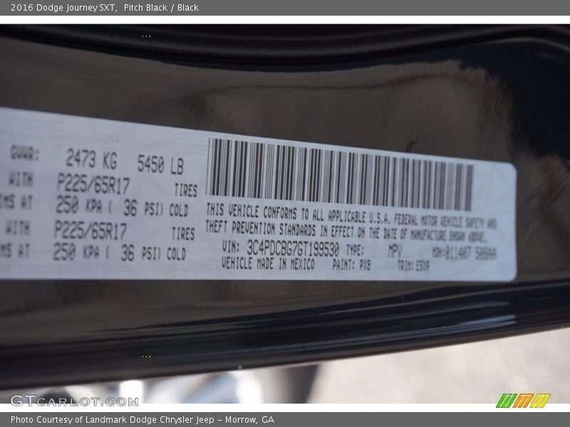 Pitch Black / Black 2016 Dodge Journey SXT