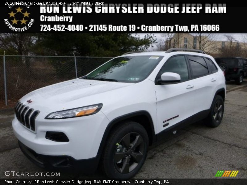 Bright White / Black 2016 Jeep Cherokee Latitude 4x4