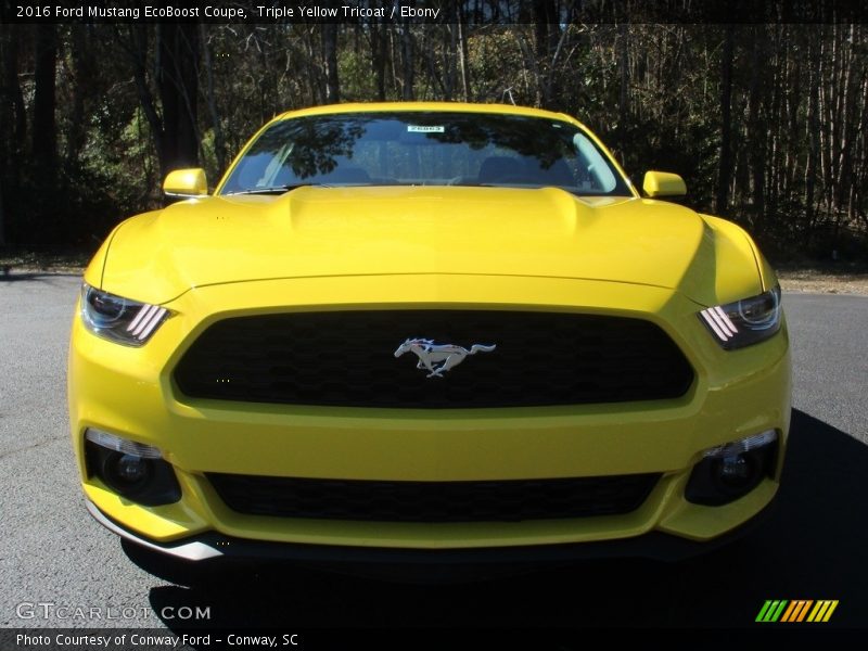 Triple Yellow Tricoat / Ebony 2016 Ford Mustang EcoBoost Coupe