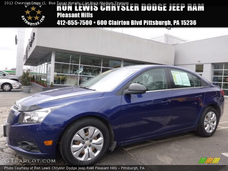 Blue Topaz Metallic / Jet Black/Medium Titanium 2012 Chevrolet Cruze LS