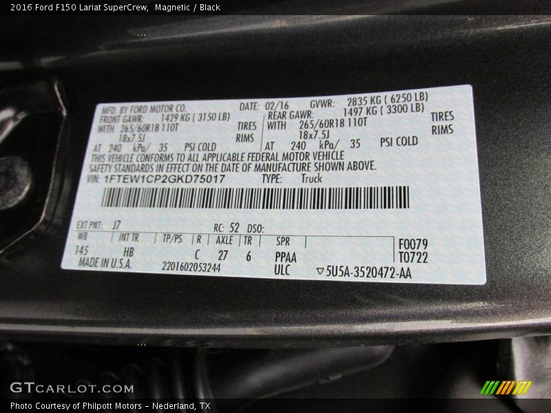 Magnetic / Black 2016 Ford F150 Lariat SuperCrew