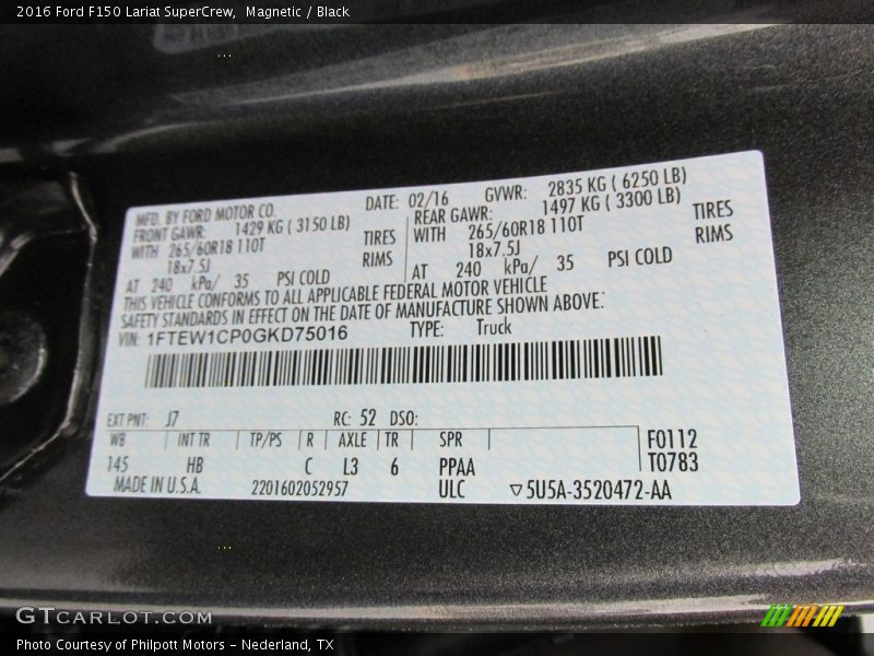 Magnetic / Black 2016 Ford F150 Lariat SuperCrew