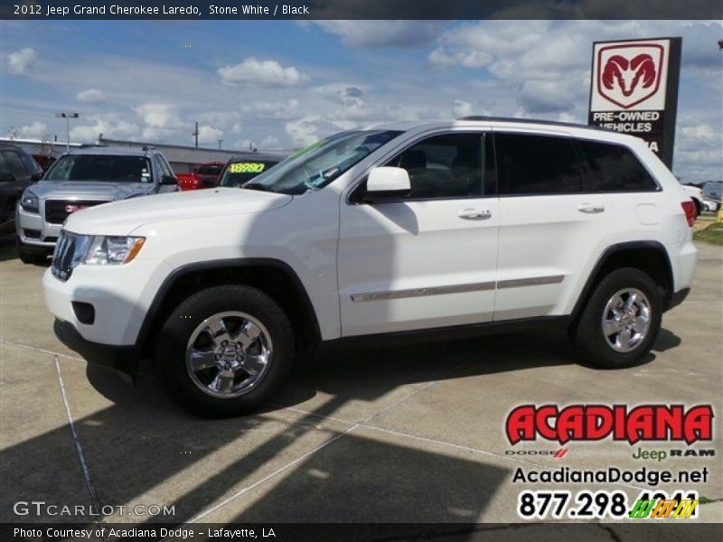 Stone White / Black 2012 Jeep Grand Cherokee Laredo