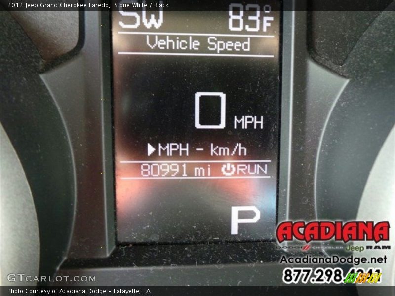 Stone White / Black 2012 Jeep Grand Cherokee Laredo