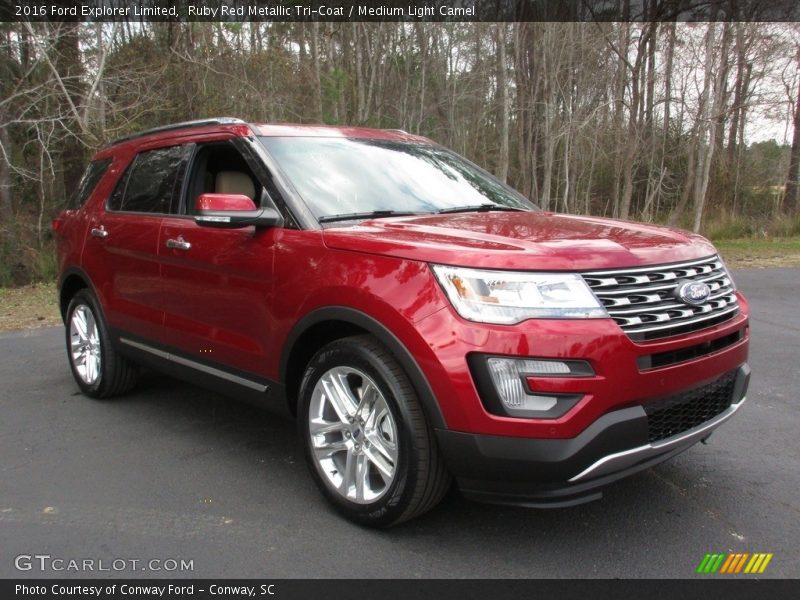 Ruby Red Metallic Tri-Coat / Medium Light Camel 2016 Ford Explorer Limited
