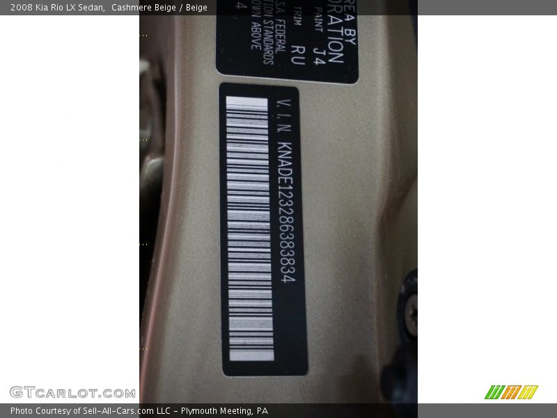 Cashmere Beige / Beige 2008 Kia Rio LX Sedan
